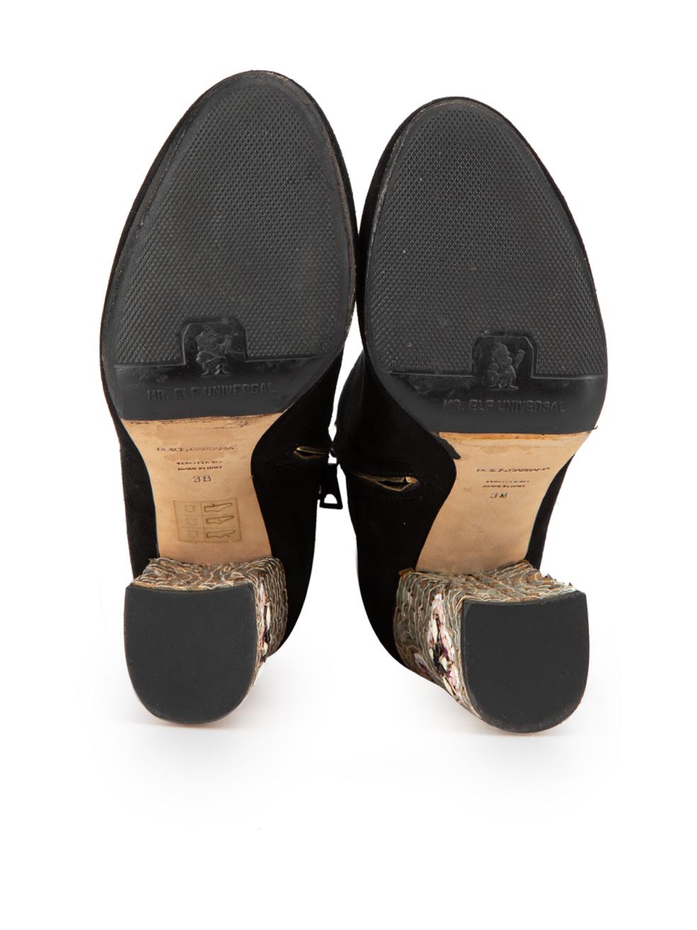Dolce & Gabbana Women's Black Bejewelled Heel Ankle Boots 1