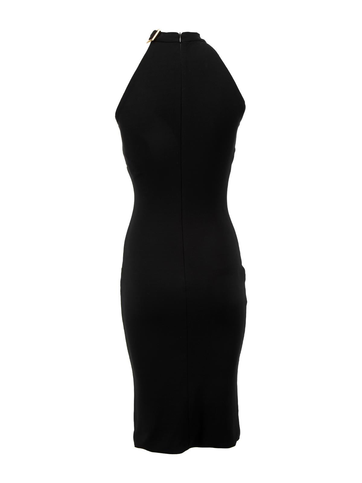 Dolce & Gabbana Women's Black Buckle Halter Neck Dress In Excellent Condition For Sale In London, GB
