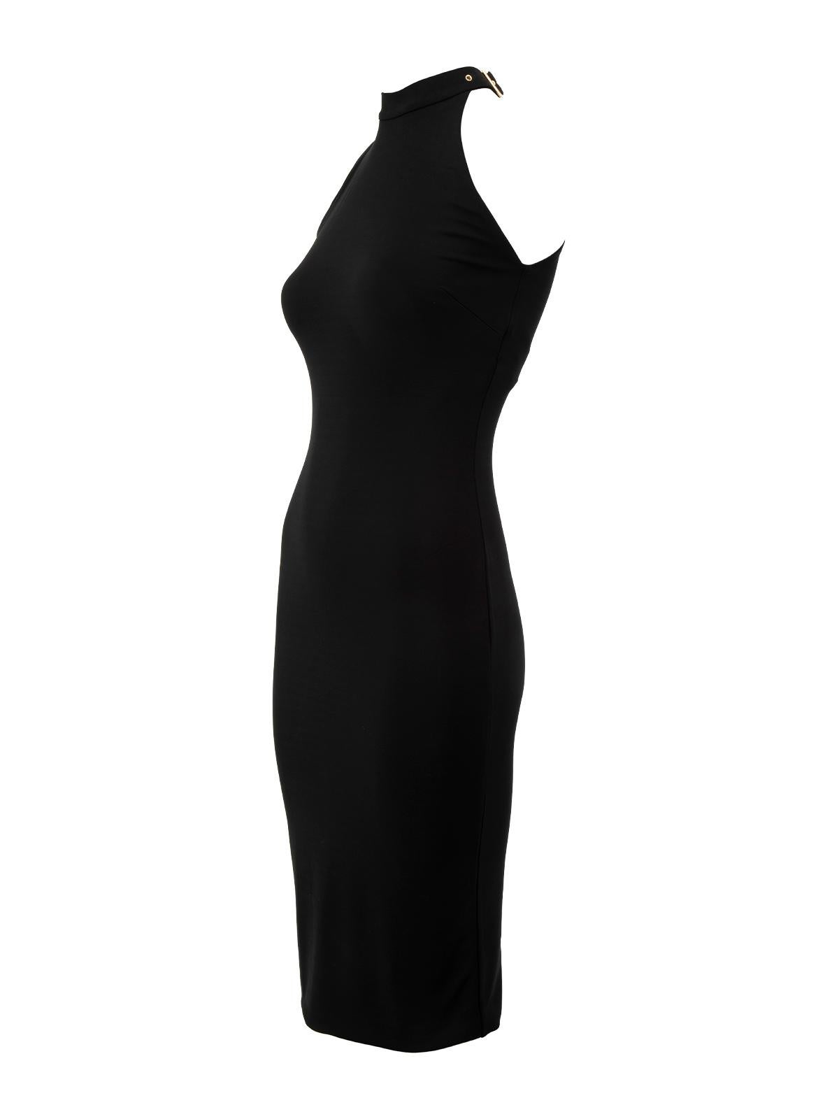 Dolce & Gabbana Women's Black Buckle Halter Neck Dress For Sale 1