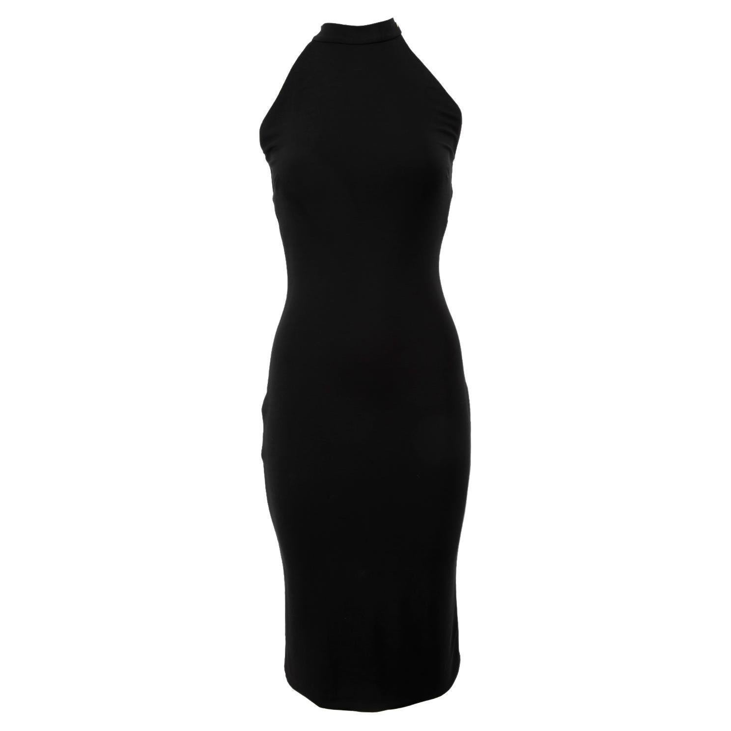 Dolce & Gabbana Women's Black Buckle Halter Neck Dress For Sale