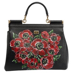 Dolce & Gabbana Women's Black Floral Printed Miss Sicily Top Handle Bag