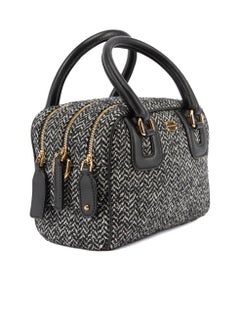 Dolce & Gabbana Women's Black Herringbone Triple Compartment Box Bag