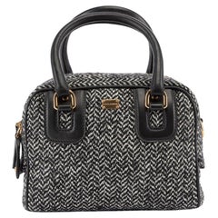 Dolce & Gabbana Women's Black Herringbone Triple Compartment Box Bag