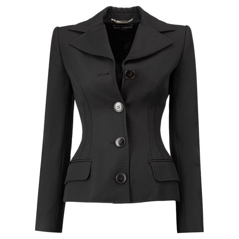 Dolce & Gabbana Black Wool Notch Single Breasted Coat Blazer main image 0