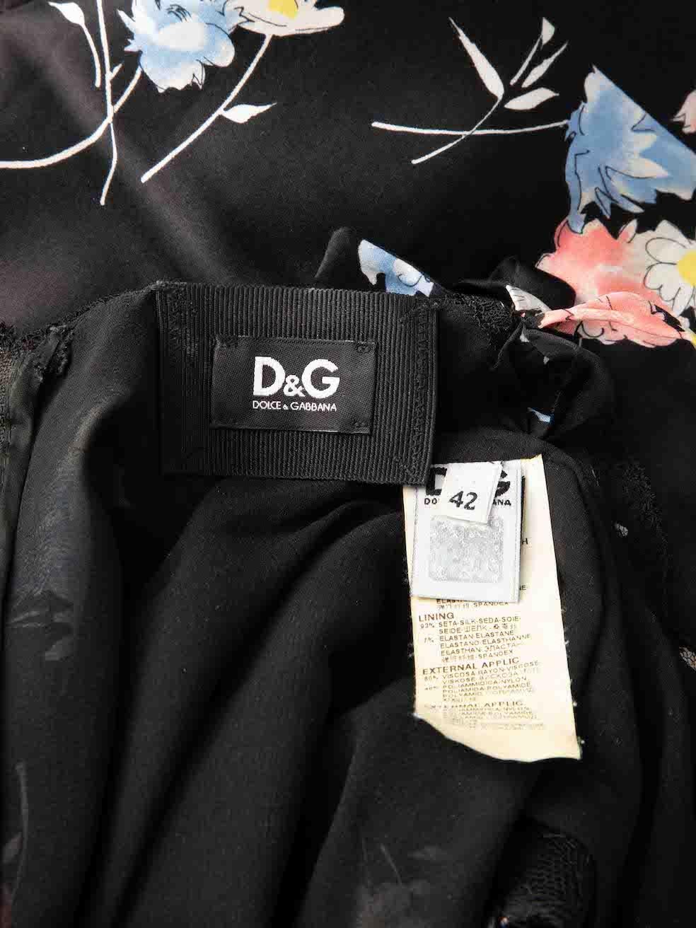 Dolce & Gabbana Women's D&G Black Silk Floral Pattern Slip Dress For Sale 3