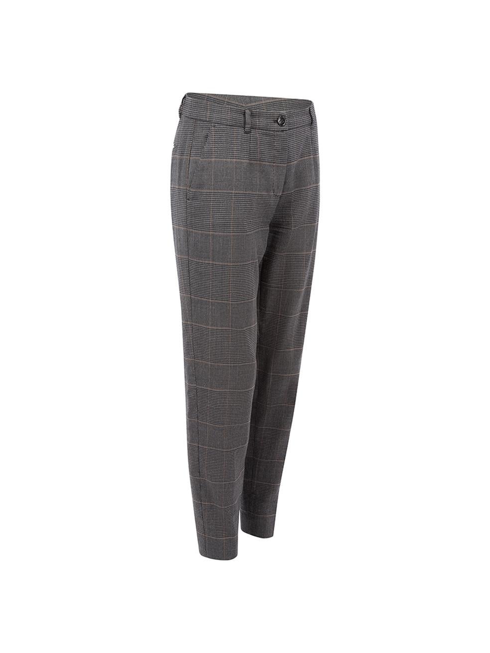 CONDITION is Very good. Hardly any visible wear to trousers is evident on this used Dolce & Gabbana designer resale item.   Details  Grey Wool Slim fit trousers Low rise Ankle length Plaid pattern Front zip closure with buttons Belt hoops Front side
