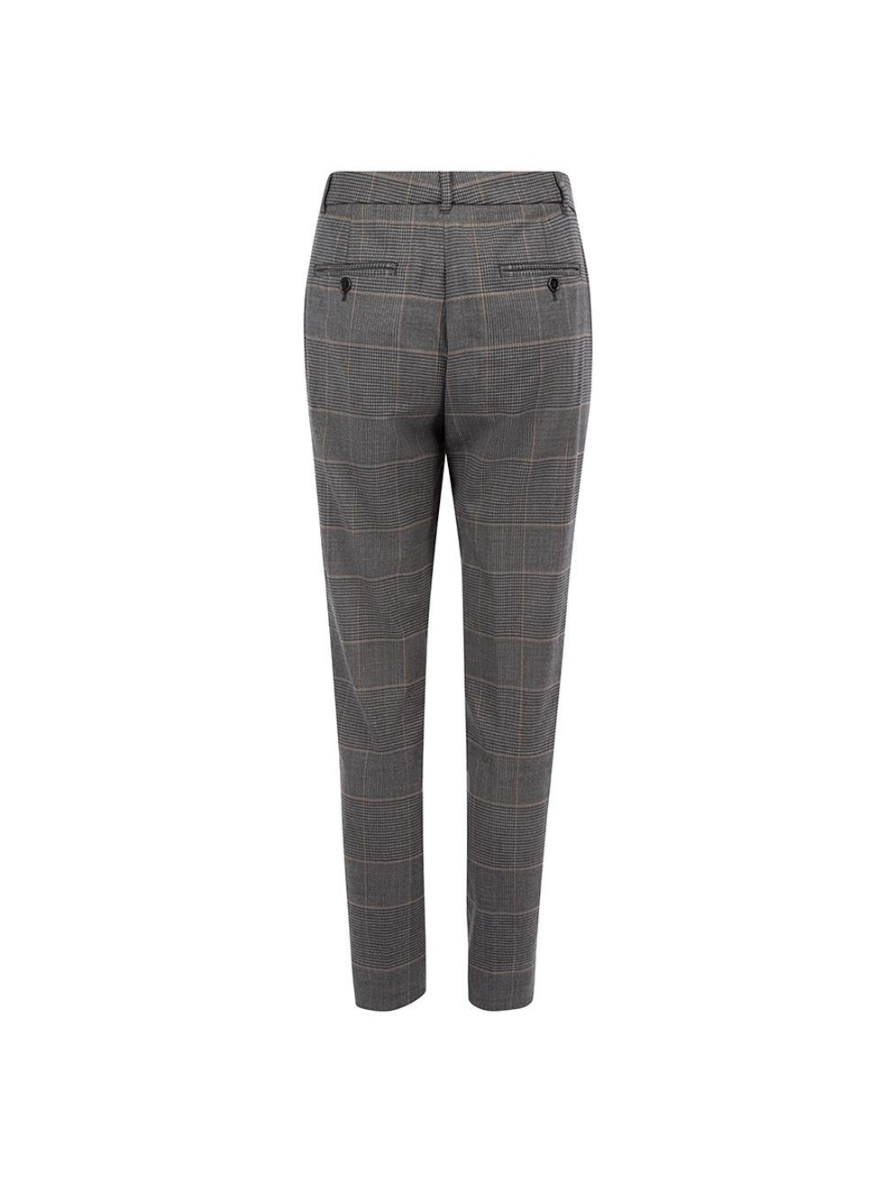 Dolce & Gabbana Women's Grey Plaid Slim Fit Trousers In Excellent Condition For Sale In London, GB