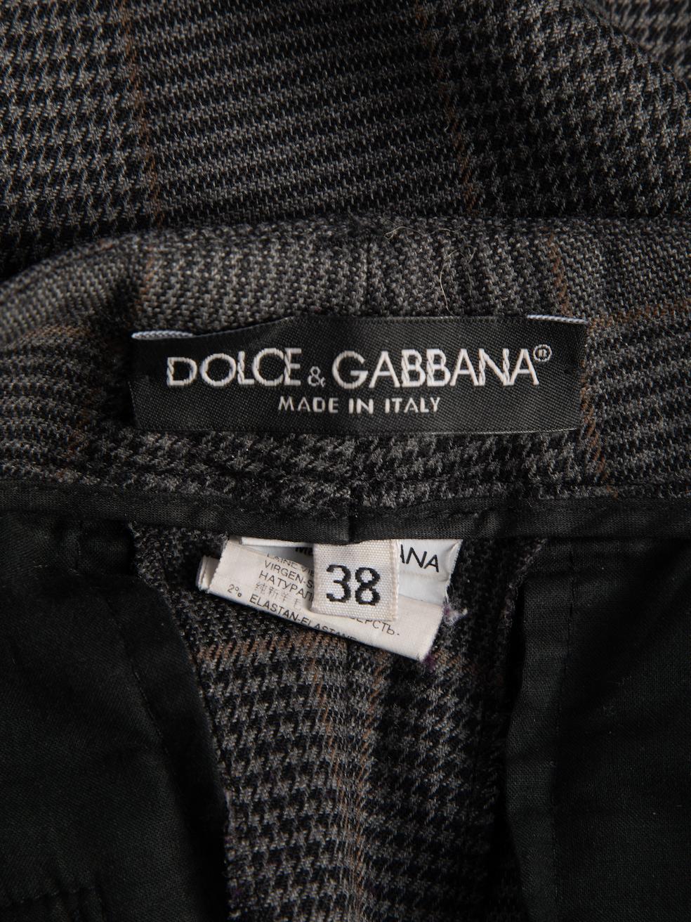 Dolce & Gabbana Women's Grey Plaid Slim Fit Trousers For Sale 1