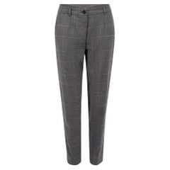 Used Dolce & Gabbana Women's Grey Plaid Slim Fit Trousers