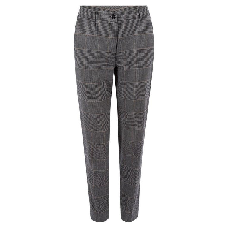grey and red plaid pants