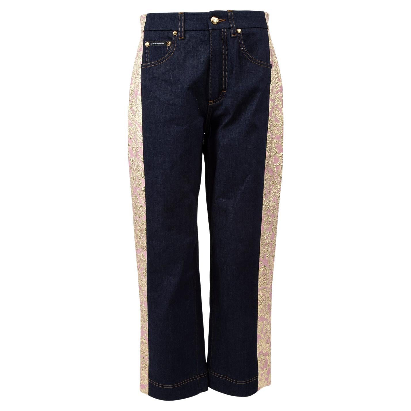 Dolce & Gabbana Black Floral Lace Front Skinny Denim Jeans main image 1