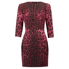Dolce & Gabbana Women's Purple Leopard Print 3/4 Sleeve Dress