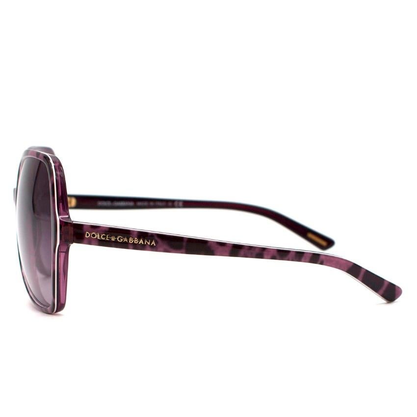 Black Dolce & Gabbana Women's Purple Leopard Print Oversized Sunglasses