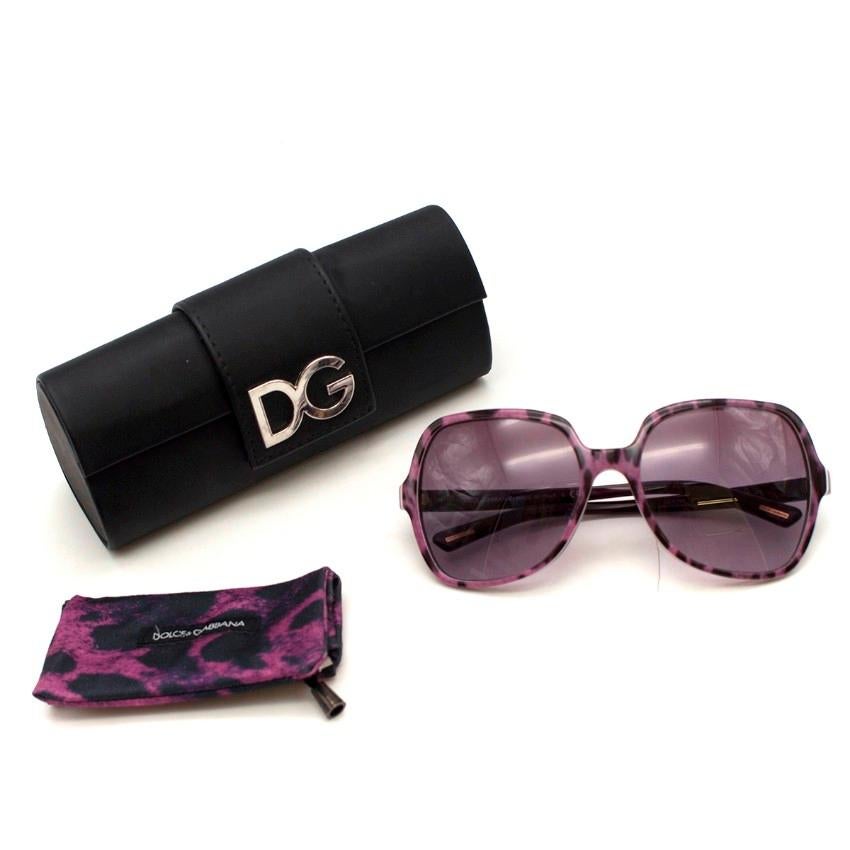 Dolce & Gabbana Women's Purple Leopard Print Oversized Sunglasses 1