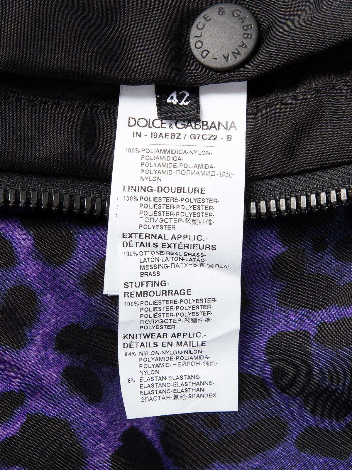 Black Dolce & Gabbana Women's Purple Tiger Printed Bomber Jacket