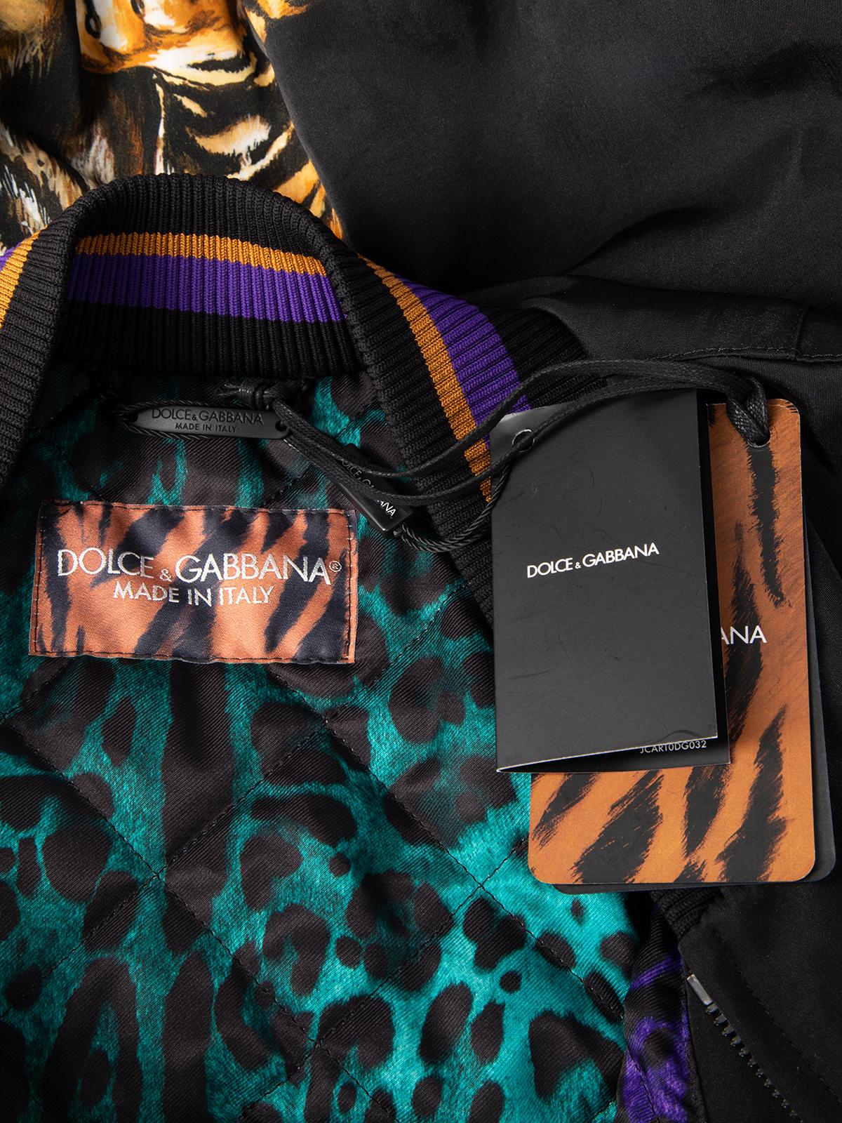 Dolce & Gabbana Women's Purple Tiger Printed Bomber Jacket In Excellent Condition In London, GB