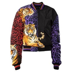Dolce & Gabbana Women's Purple Tiger Printed Bomber Jacket