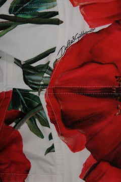 Dolce & Gabbana Womens Rose Floral Bustier Crop Top IT 44 White Red Green Tank