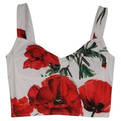 Dolce 
Gabbana Womens Rose Floral Bustier Crop Top IT 44 White Red Green Tank