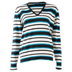 Dolce & Gabbana Women's V Neck Striped Sweater