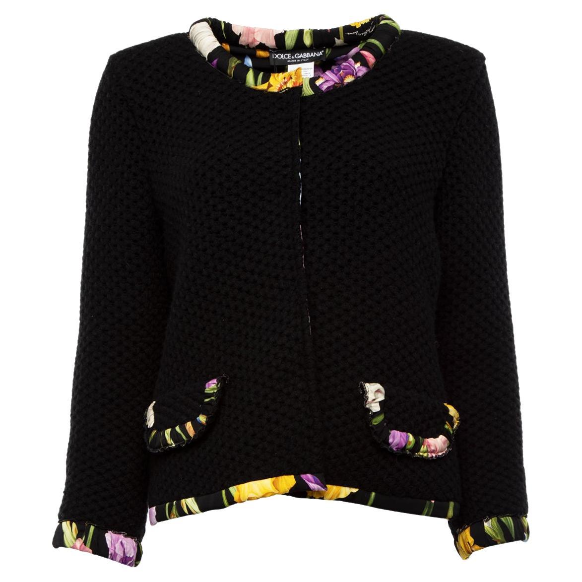 Dolce & Gabbana Women's Wool Floral Print Trim Jacket