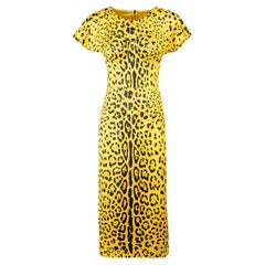 Dolce & Gabbana - Vestito midi con stampa leopardata gialla per donna