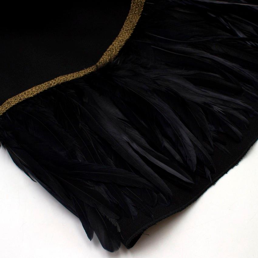 Women's Dolce & Gabbana Wool and Feather Trim Midi Skirt US 6