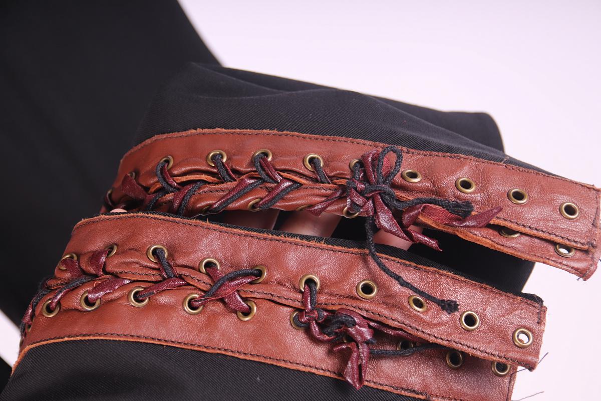 Pantalones Dolce & Gabbana de lana con cuero vintage principios de los 2000 en venta 1