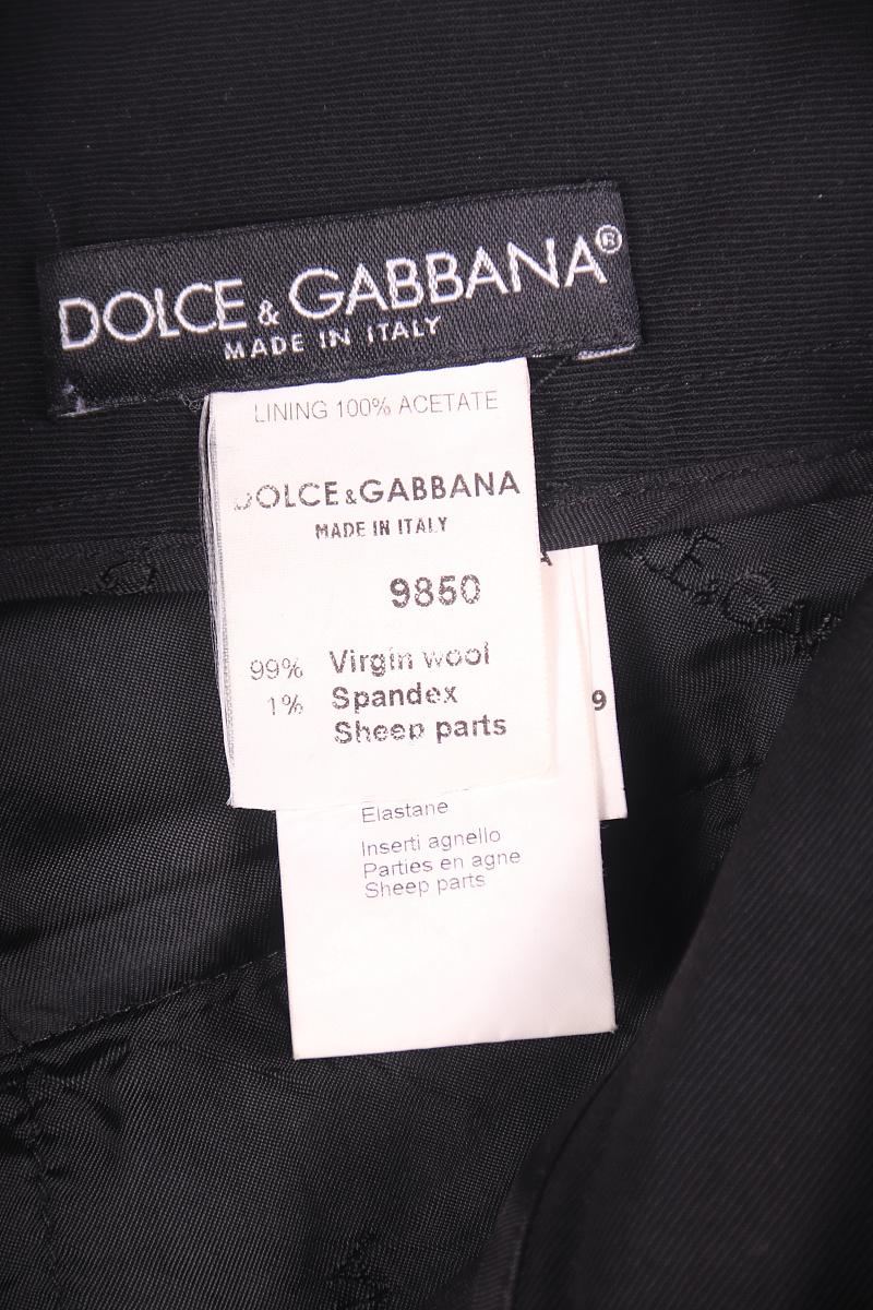 Pantalones Dolce & Gabbana de lana con cuero vintage principios de los 2000 en venta 3