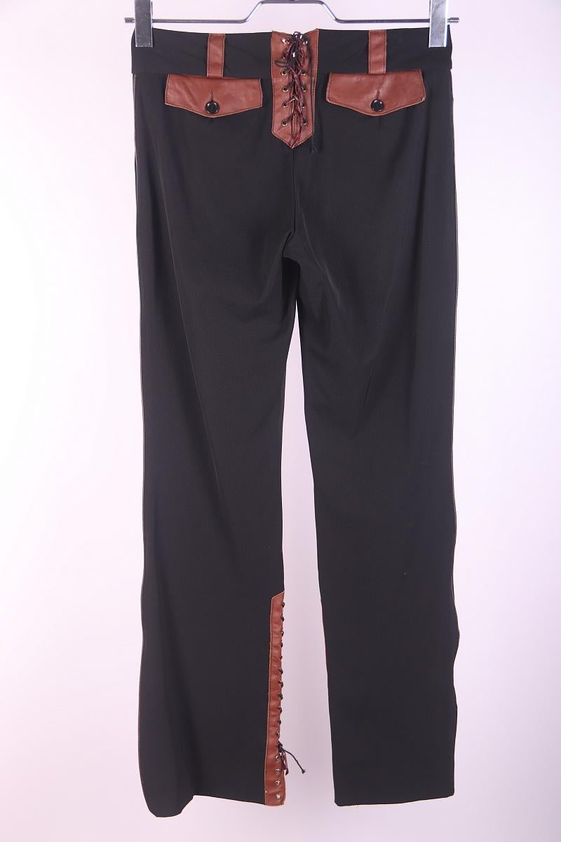 Pantalones Dolce & Gabbana de lana con cuero vintage principios de los 2000 en venta 4