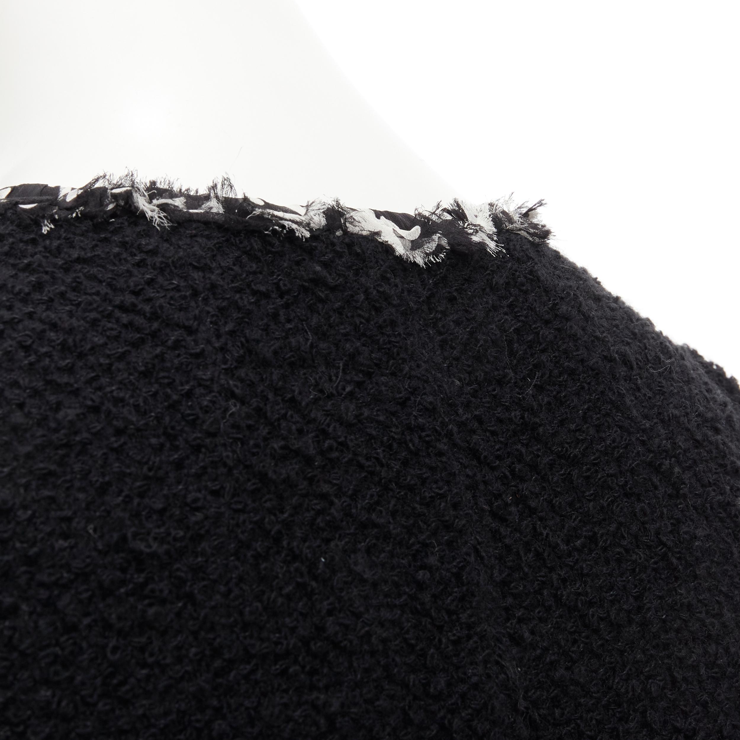 DOLCE GABBANA wool tweed floral silk trim crystal button long coat IT36 XS 5