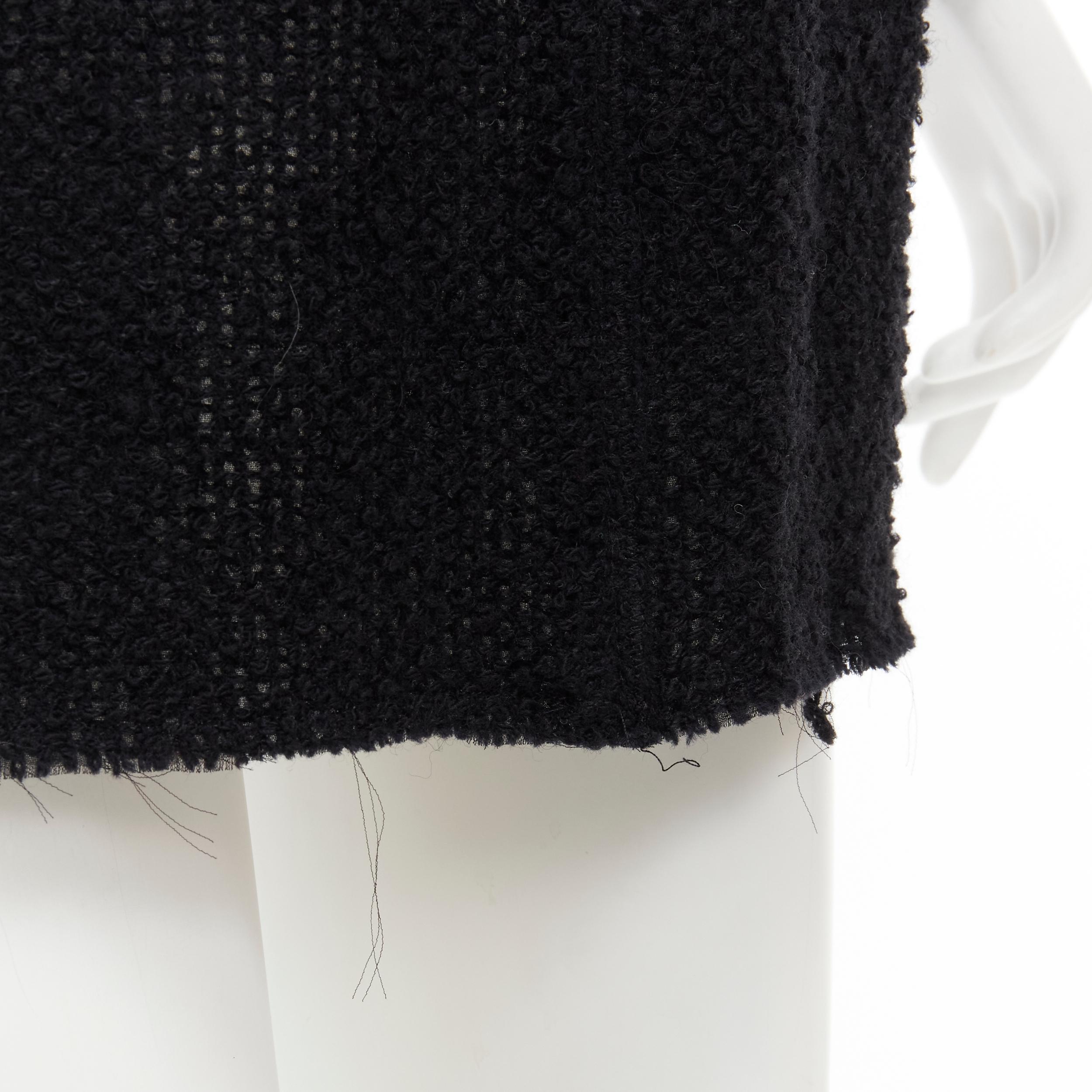DOLCE GABBANA wool tweed floral silk trim crystal button long coat IT36 XS 6
