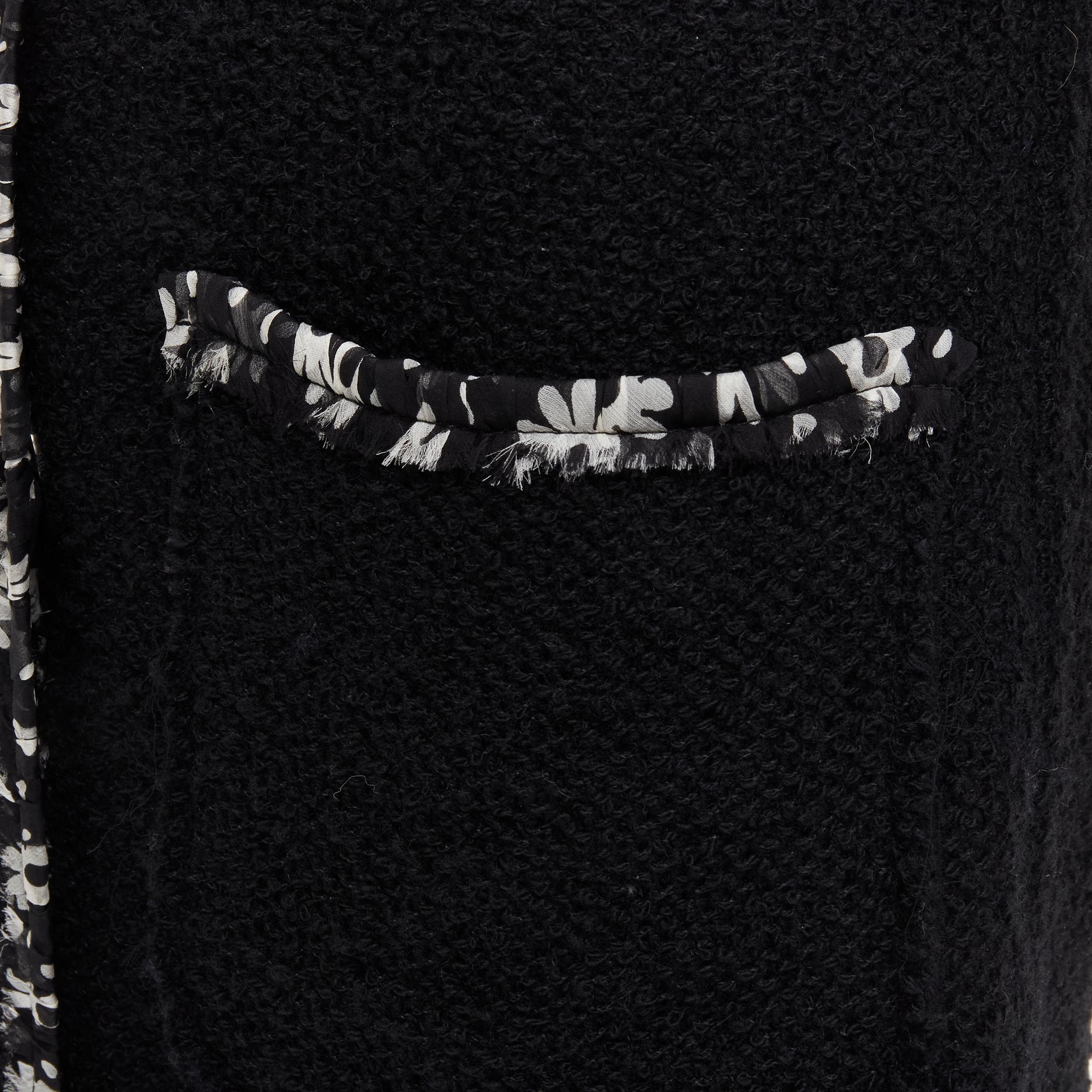 DOLCE GABBANA wool tweed floral silk trim crystal button long coat IT36 XS 4