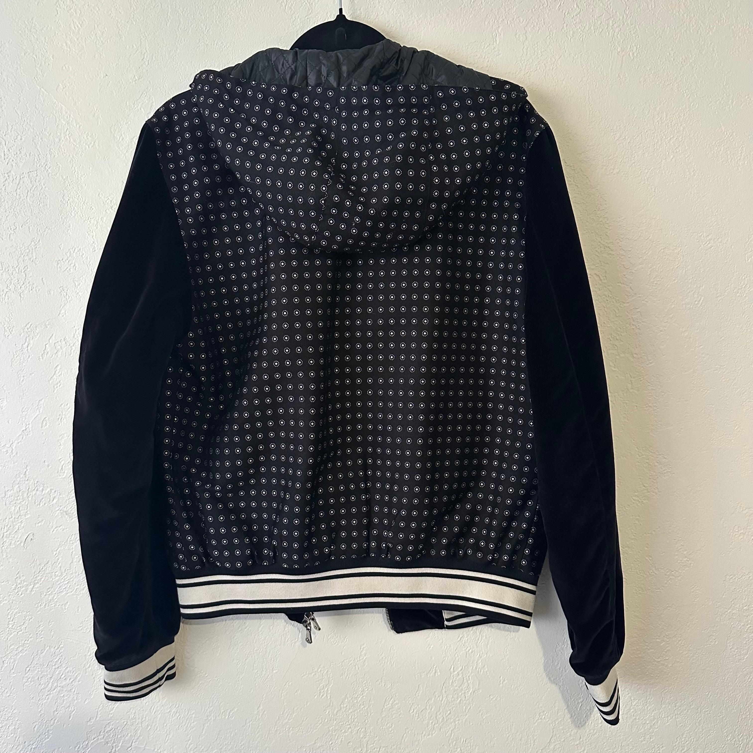 Dolce & Gabbana Woven Jacquard Hooded Bomber Jacket It 48 M Black Velvet Sleeves View 4