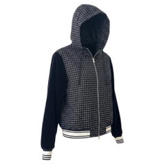 Dolce & Gabbana Woven Jacquard Hooded Bomber Jacket IT 48 M Black Velvet Sleeves