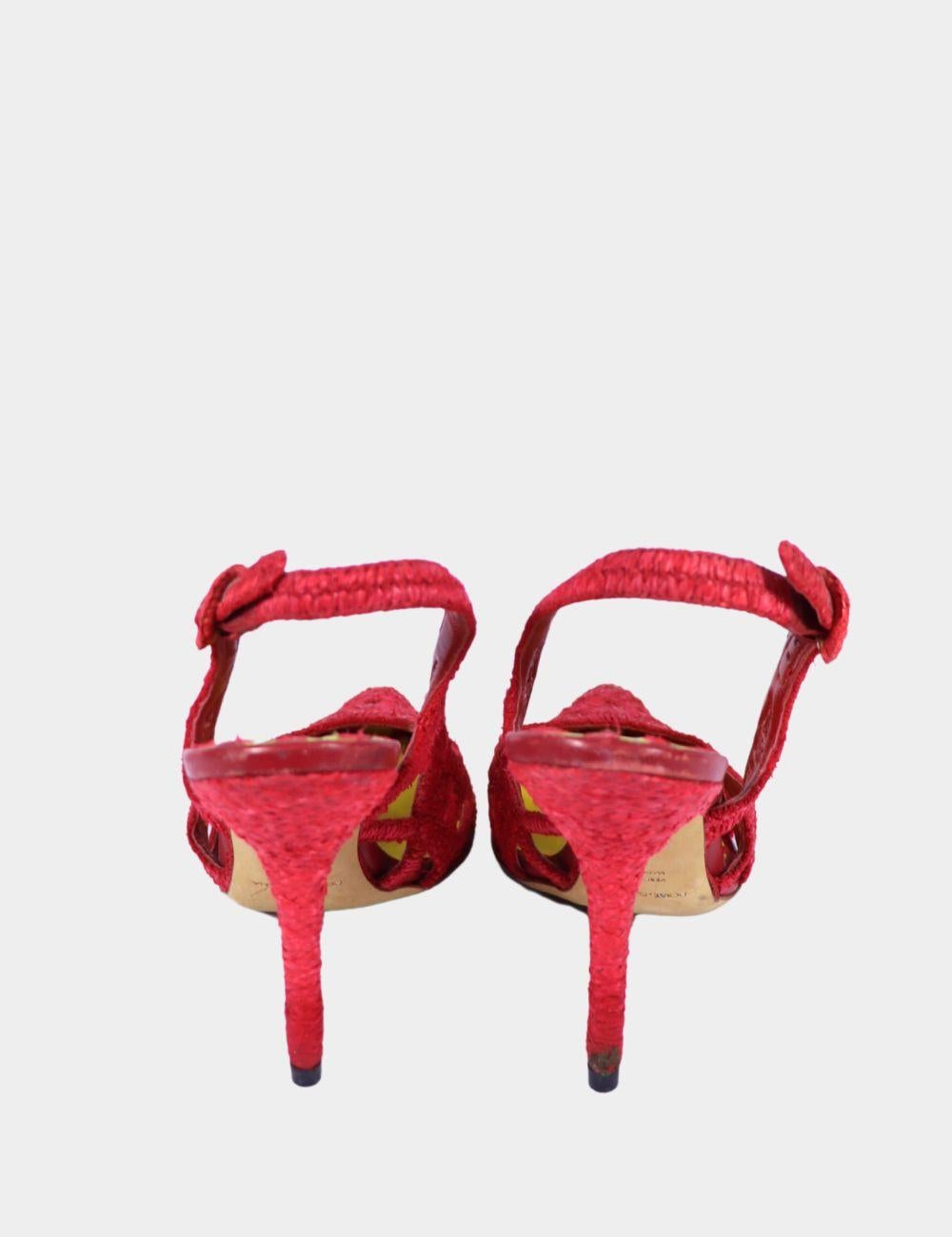 Pink Dolce & Gabbana Woven Raffia Slingback Pumps Size EU 38 For Sale