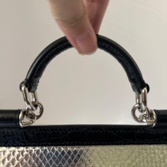 Dolce & Gabbana x Kim Sicily Schwarz & Silber Croc Double-Face Top-Handle Mini Bag