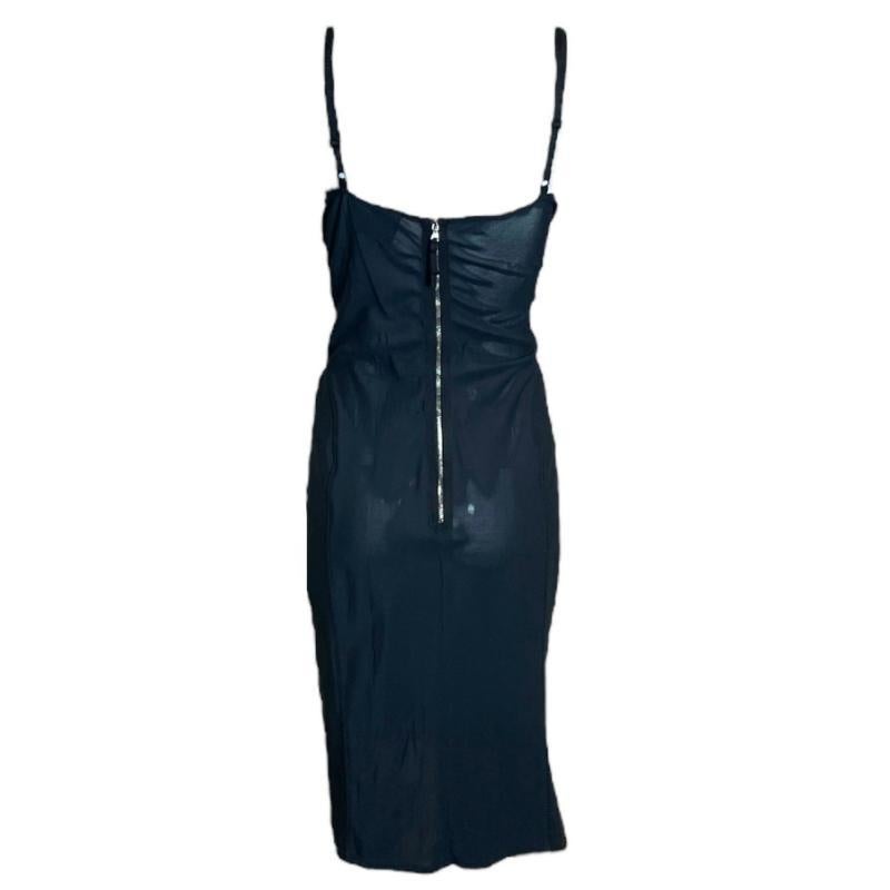 Dolce & Gabbana Vestido lencero de malla negro con sujetador incorporado Negro en venta