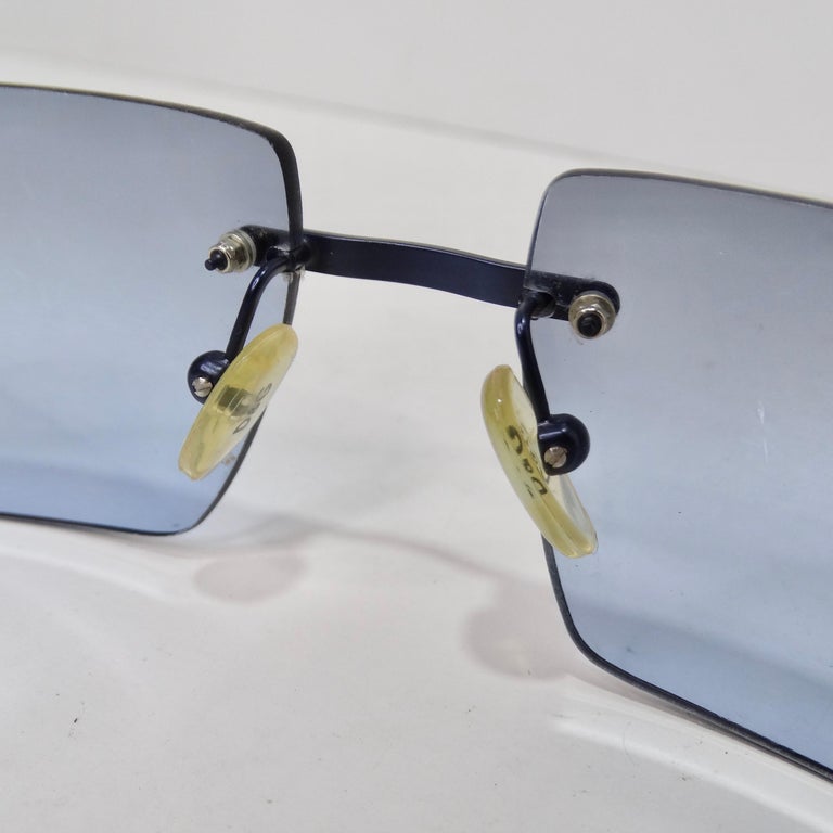 Dolce and Gabbana Y2K Blue Rectangular Frame Sunglasses at 1stDibs