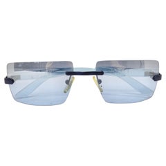 Vintage Dolce & Gabbana Y2K Blue Rectangular Frame Sunglasses