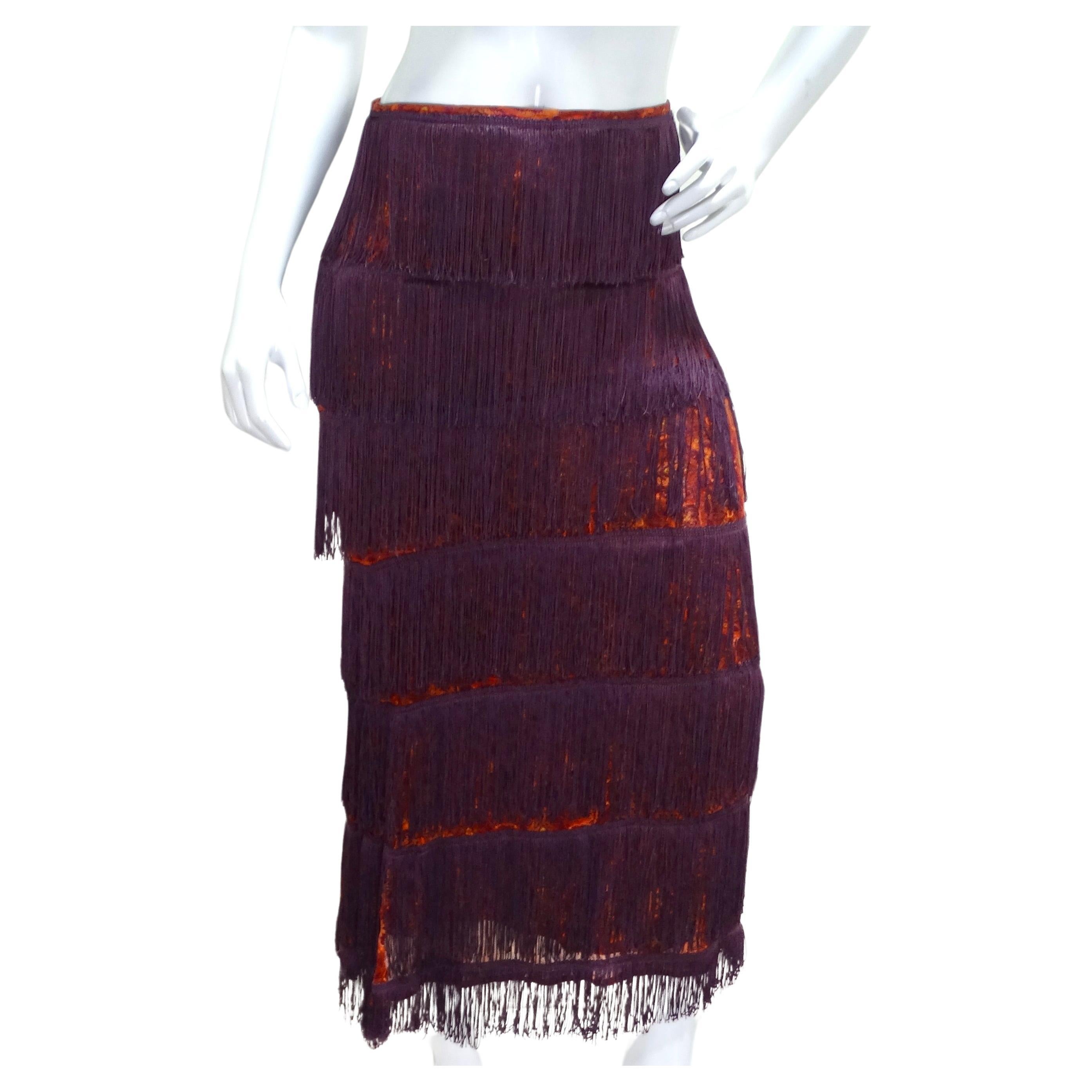 Dolce & Gabbana Y2K Fringe Maxi Skirt For Sale