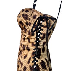 Dolce & Gabbana Y2K Iconic Silk Leopard Print Bustier Dresst