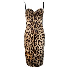 Dolce & Gabbana Y2K Iconic Silk Leopard Print Bustier Dresst