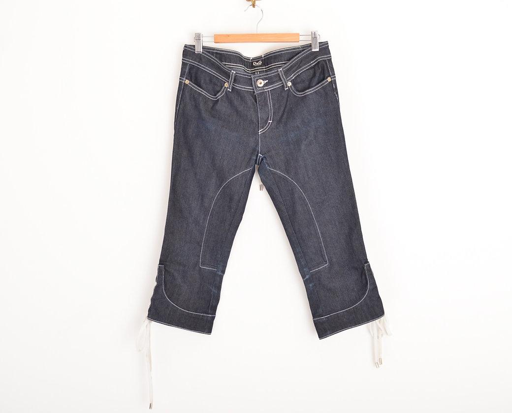 Dolce & Gabbana Y2K - Ensemble deux pièces veste et pantalon court en jean foncé à lacets en vente 6