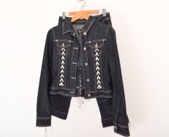 Dolce & Gabbana Y2K Lace Up Dark Denim Two Piece Jacket & Crop Pants Suit