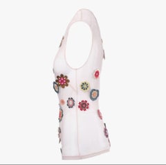 Dolce & Gabbana Y2K Sheer Mesh Floral Appliqué Top - '00s