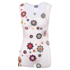 Dolce & Gabbana Y2K Sheer Mesh Floral Appliqué Top - '00s