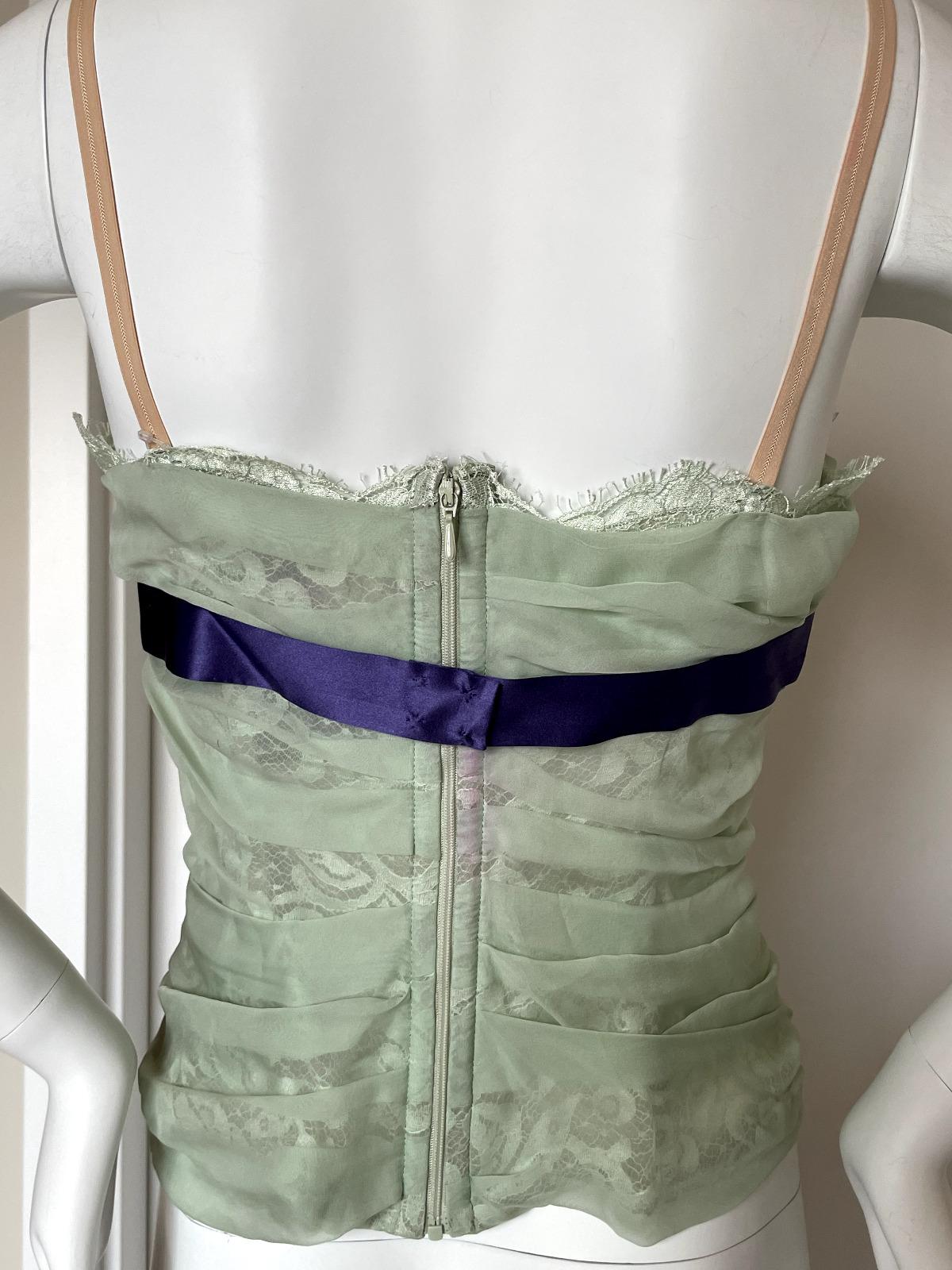 DOLCE & GABBANA Y2K Vintage silk floral flower hard boned corset bustier top In Good Condition In Leonardo, NJ
