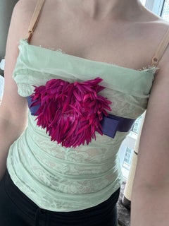 DOLCE & GABBANA Y2K Vintage silk floral flower hard boned corset bustier top
