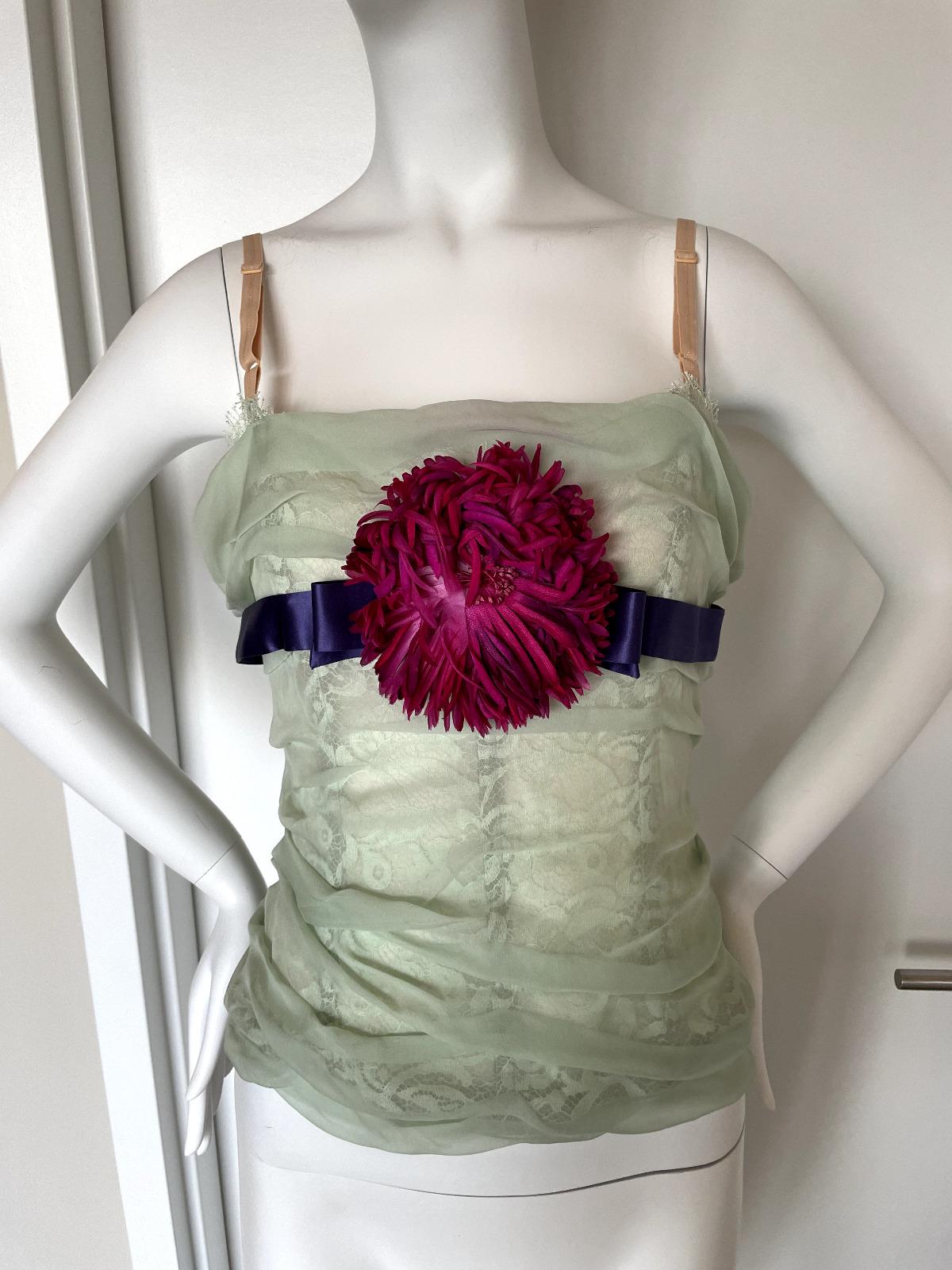 DOLCE & GABBANA Y2K Vintage silk floral flower hard boned corset bustier top For Sale 1
